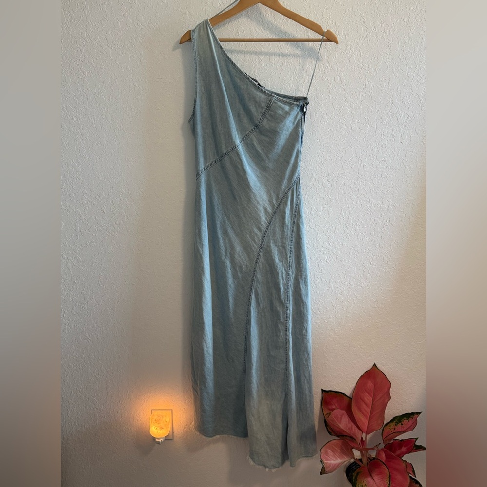 Zara Denim Off-Shoulder Maxi Dress